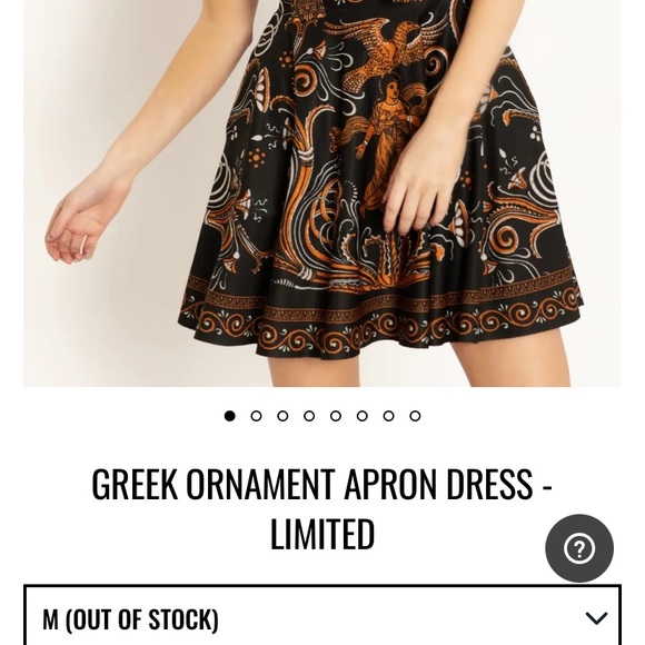 Blackmilk “GREEK ORNAMENT APRON DRESS” Size Medium M NWT Dress or Skirt - Picture 3 of 16